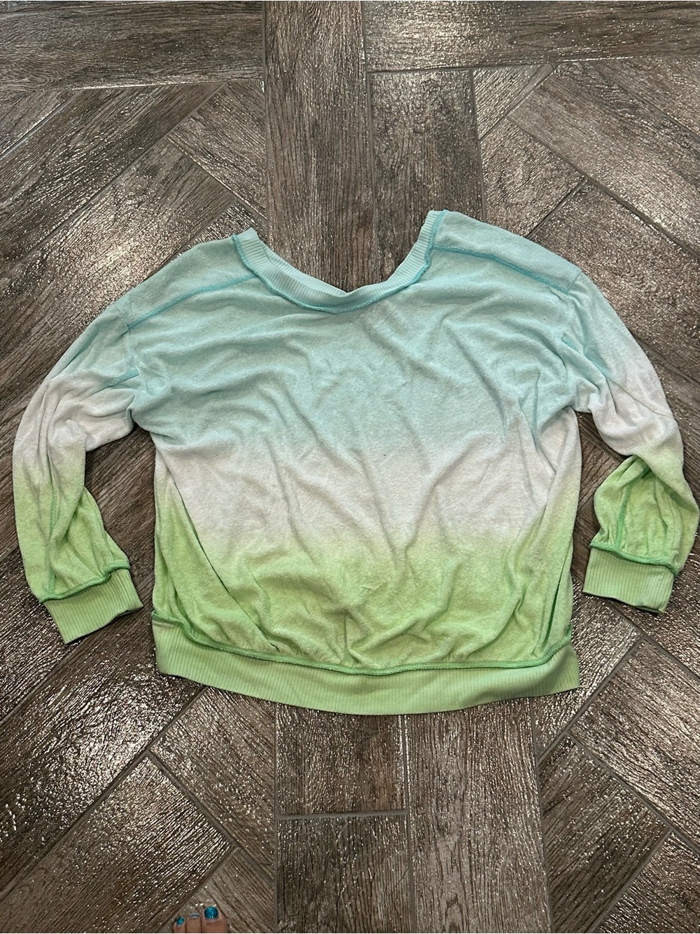 Women's Aqua-to-Green Ombre Pullover Hoodie